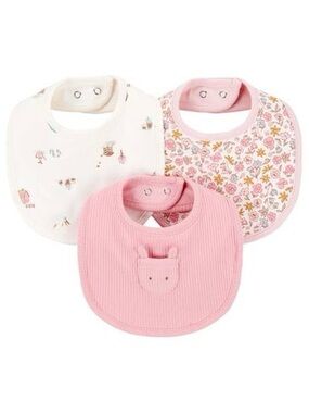 Carter's Pink Baby Bibs - 3-Pack Soft Cotton Set
